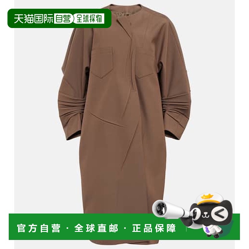 1h可退 香港直邮潮奢 Prada 普拉达 女士 不对称大衣 brown棕色