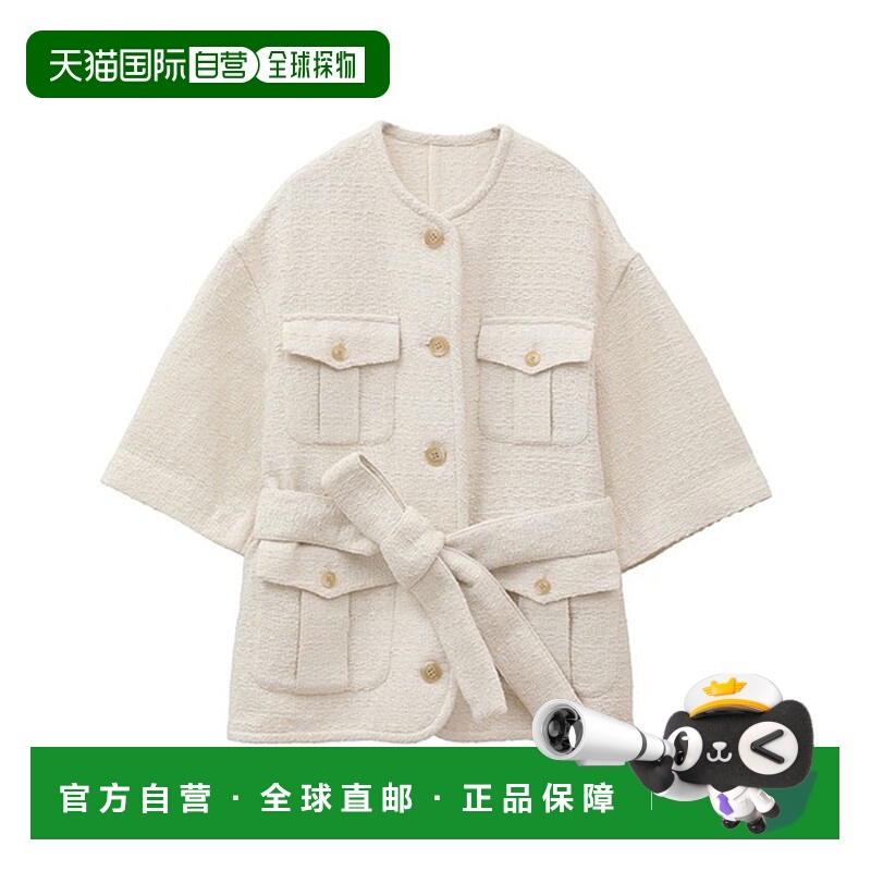 1h可退 日本直邮CLANE 女装 半袖粗花呢外套 无里料宽松设计 原创