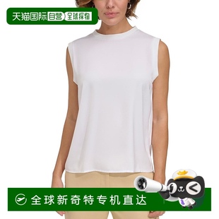 美国奥莱 白色 直发 外套 自营dkny女士缎面无袖