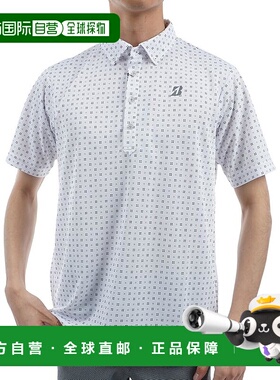 【日本直邮】普利司通高尔夫AGM07A 男款短袖纽扣高尔夫衬衫 白色