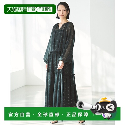 1h可退 日本直邮UNFILO 女装 银金拉梅纱 褶皱感宽松连衣裙 半透