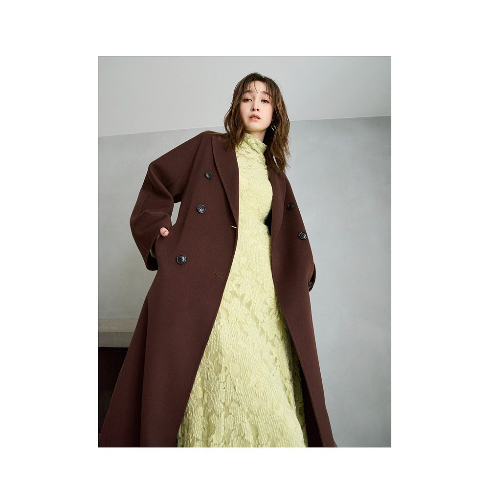 1h可退 日本直邮FRAY I.D 女装 宽松双排扣 切斯特大衣 毛呢质感