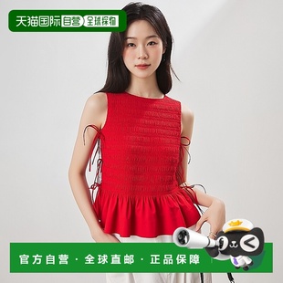 红色 香港直邮GANNI AW2025 W0904474 系带上衣 女士背心吊带