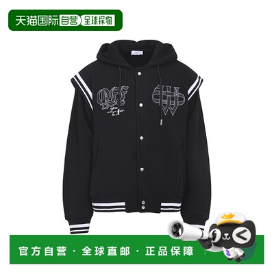 自营off-whiteGothic Fleece Varsity Black Cotton Jacket - bla