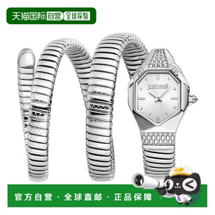 自营JUST CAVALLI Womens's Snake Watch, Silver Color Case, Si