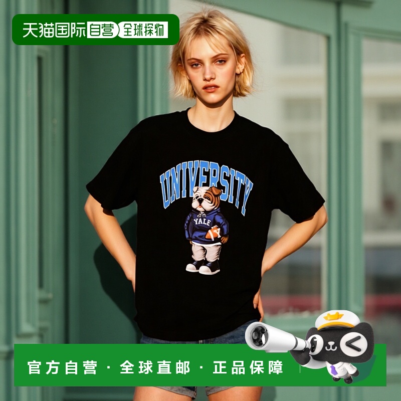韩国直邮YALE (23SS) UNIVERSITY DAN TEE BLACK / BLUET恤YC2SS0