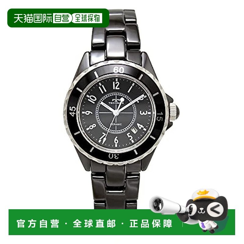 【日本直邮】TECHNOS天克诺 手表 男款石英陶瓷手表 黑色 T9B82TB