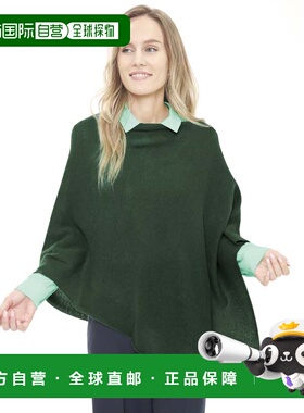 自营in2Cashmere Poncho with Textured Border - spruce green