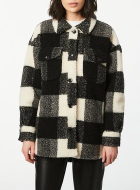 bernardo【美国奥莱】直发 Sherpa Shacket - 黑色/白色