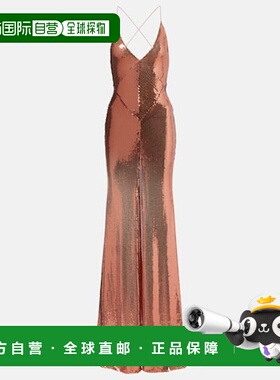 1h可退 香港直邮潮奢 ALEX PERRY 女士 露背珠片礼服 orange橙色