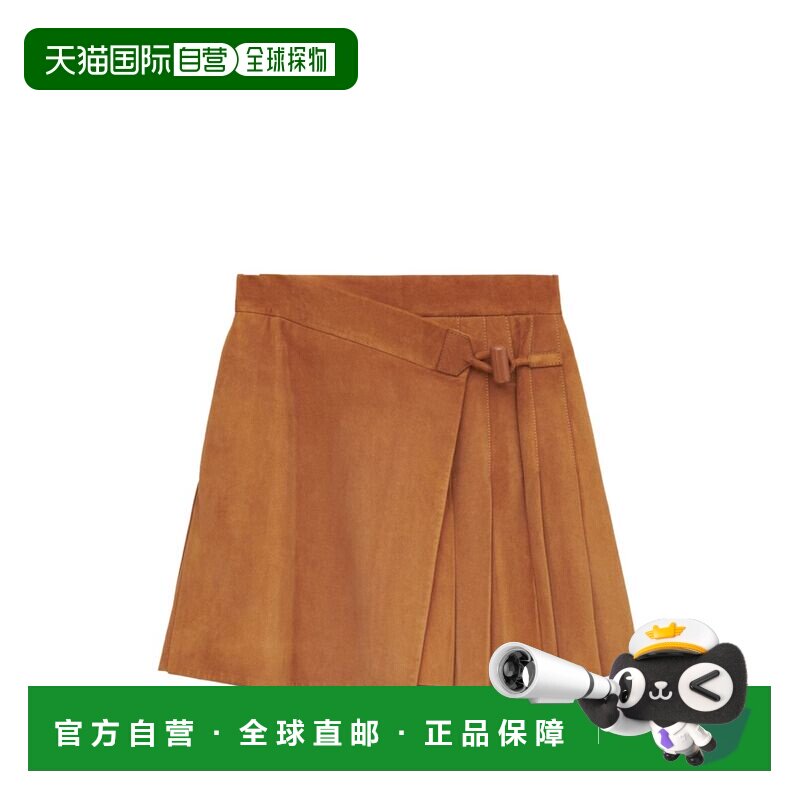 1h可退 香港直邮LOEWE 罗意威 女士 褶裥绒面革迷你裹裙 S359Y29L