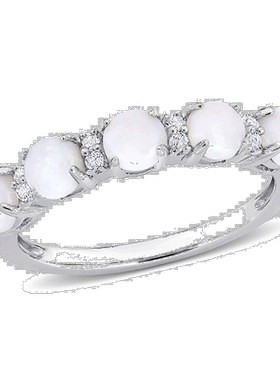 自营 mimi & max1 CT TGW 蛋白石和白色托帕石 925 纯银半永恒戒