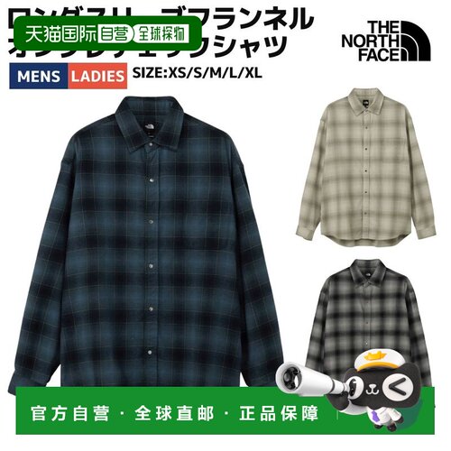 日本直邮The North Face 北面 男女通用长袖法兰绒渐变格纹衬衫