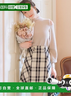 1h可退 日本直邮WILLSELECTION 女装 高腰A字迷你裙 格纹立体褶设