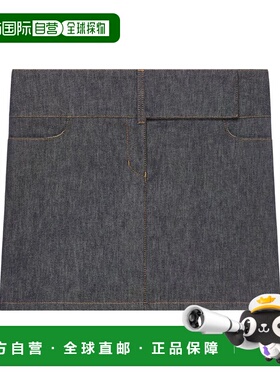 1h可退 香港直邮Courreges 女士 束带牛仔迷你半身裙 125DJU218DE