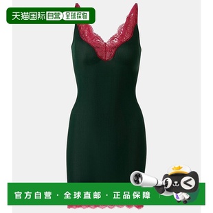 女士 圣罗兰 蕾丝边真丝针织布吊带连衣裙 Laurent 香港直邮Saint