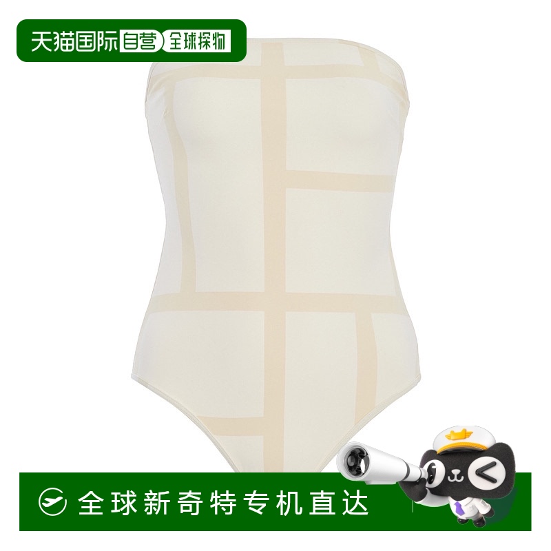香港直邮TOTÊME 女士 交织图案无肩带连体泳衣 white白色 舒适时