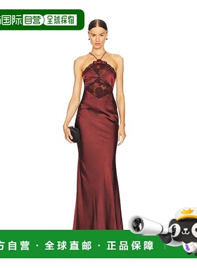 1h可退 香港直邮潮奢 Self-Portrait 女士 缎面长款连衣裙 RS2508