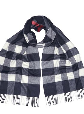 BURBERRY 女士围巾 4031054 CO 深蓝色 Check Scarf