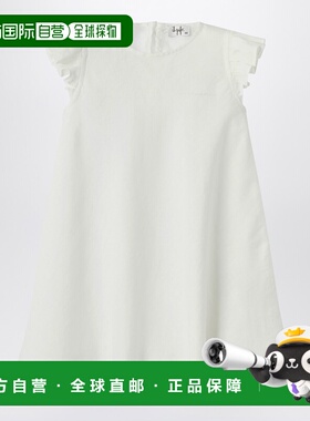 1h可退 香港直邮潮奢 il gufo 女童 白色亚麻荷叶边连衣裙童装 P2