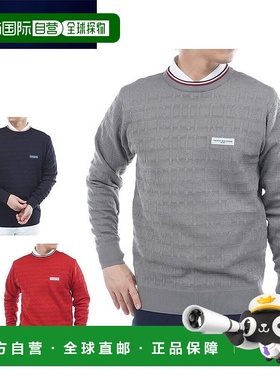 日本直邮Tommy Hilfiger Golf 男士徽标提花长袖圆领毛衣 (THMA56
