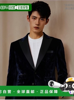 自营philipp plein天鹅绒西装外套 Lord Fit - 深蓝色 美国奥莱直