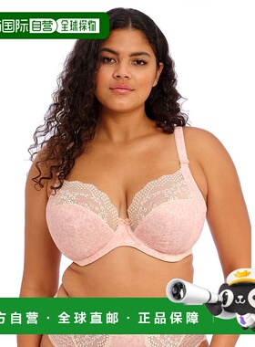 自营Elomi Lucie系带弹力蕾丝低胸文胸女式44DDD粉红色内衣ERK877