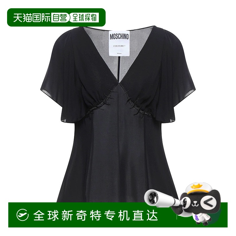 1h可退 香港直邮潮奢 Moschino 莫斯奇诺 女士 真丝上衣 black黑