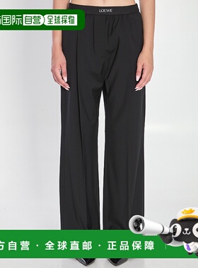 香港直邮LOEWE 女士休闲裤 S359Y04XGS1100 AW2025 黑色阔腿裤