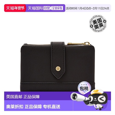 自营 Fossil/化石 女士 Lainie 皮革多功能钱包卡包 黑 美国奥莱