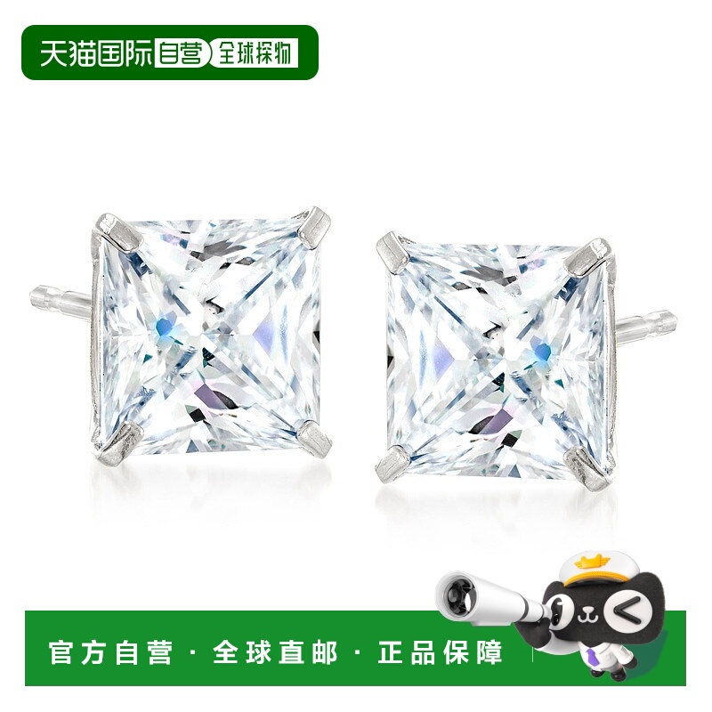 自营 14kt 白金 Ross-Simons 公主方形切割 CZ - 白色 美国奥莱直