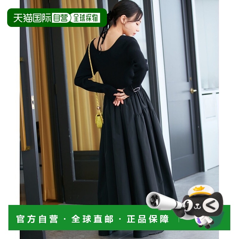 1h可退 日本直邮VIS女士V领针织拼接连衣裙 深V设计优雅显瘦 秋冬