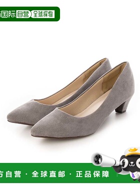 【日本直邮】Menue menue 4E 粗跟尖头高跟鞋（灰色/麂皮）女鞋