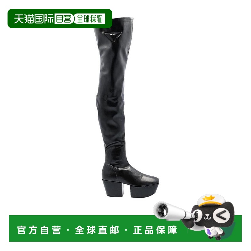 【99新未使用】香港直邮Prada 黑色徽标高筒靴子 1WP1443LGWF070