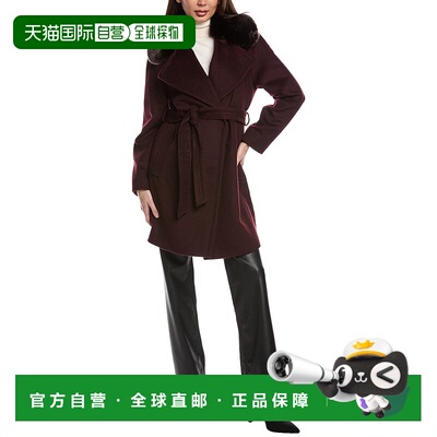 自营Via Spiga Wool-Blend Wrap Coat - red 【美国奥莱】直发