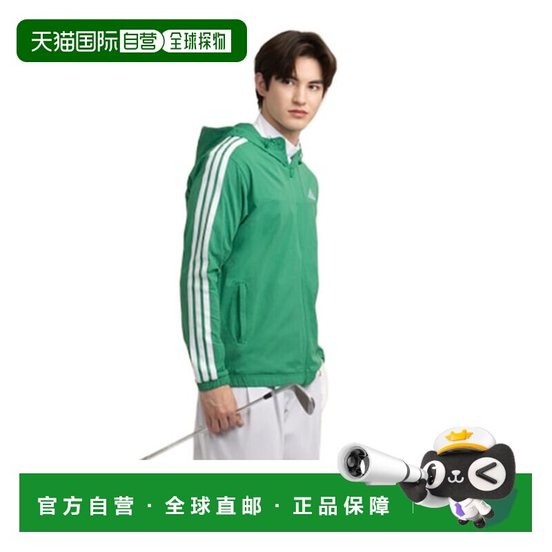 日本直邮adidas 高尔夫全拉链连帽卫衣 [52401465] 绿色外套男装