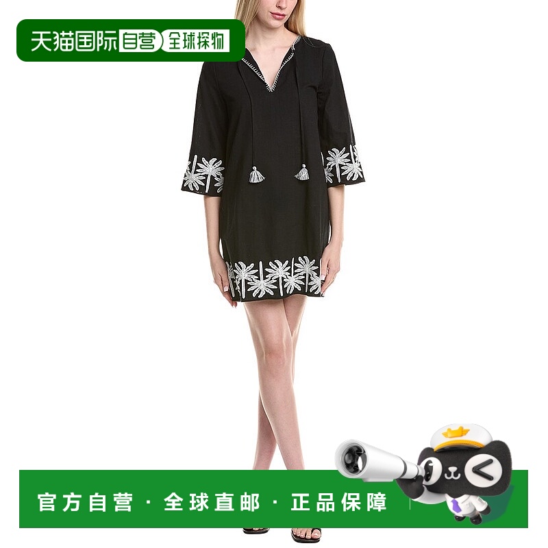 自营Johnny Was Hannah Linen-Blend Dress - black 美国奥莱直发