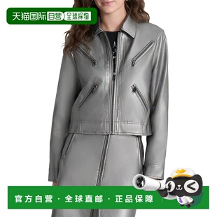 自营DKNY Moto Jacket - Grey 皮衣美国奥莱直发