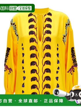 香港直邮VALENTINO 女士衬衫 2B3AE8257S9IK9 SS2023 黄色 珠饰刺