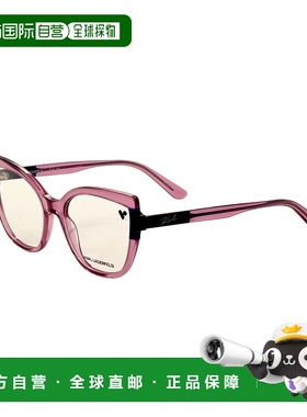 自营Karl Lagerfeld女式54毫米粉红色镜片-透明粉蓝色 美国奥莱直