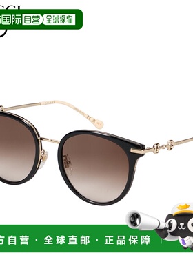 日本直邮GUCCI 太阳镜男式女式亚洲版型防紫外线太阳镜黑色 GG101