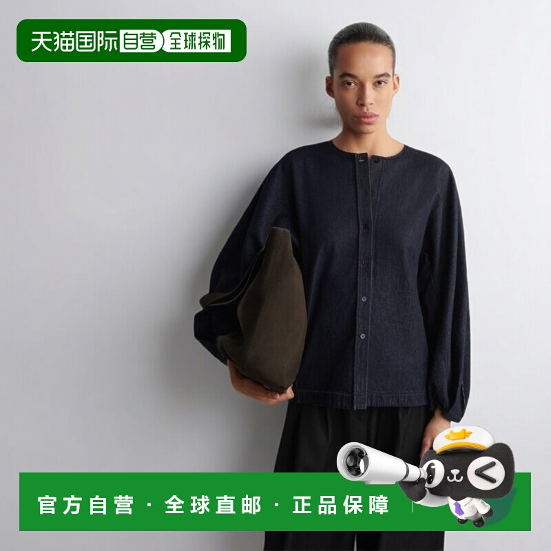 自营欧洲直邮COS 女士蓝色棉质圆领泡泡袖牛仔外套上衣女装图片