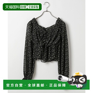 1h可退 日本直邮Heather 女士一字肩胸前褶皱上衣 328003泡泡袖