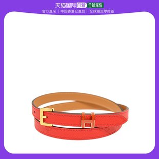 女士橘红色带镀玫瑰金搭扣皮带 PHBELTS3GP 香港直邮HERMÈS