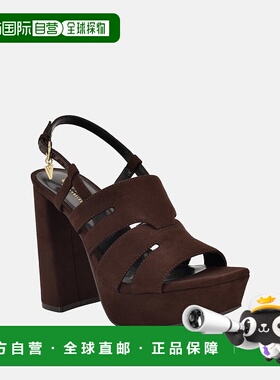 自营guessQueta Faux-Suede Platform Heels - dark brown 美国奥