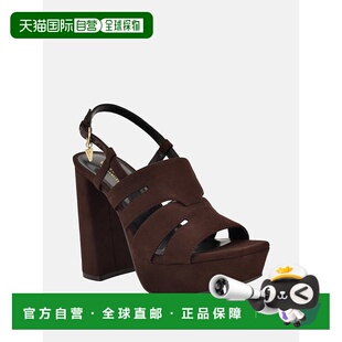 自营guessQueta Faux-Suede Platform Heels - dark brown 美国奥