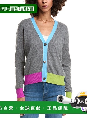 自营InCashmere拼色羊绒开衫-灰色 美国奥莱直发