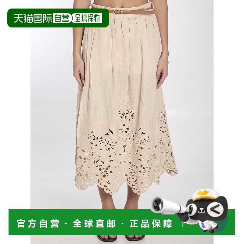香港直邮ZIMMERMANN 女士 Wylie 刺繡中長裙 1745SRS25
