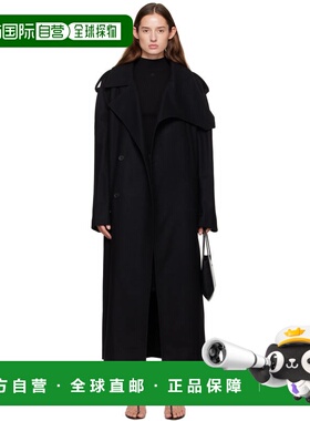 1h可退 香港直邮Courreges 女士 黑色 Oblique Wool 风衣 325CMA2
