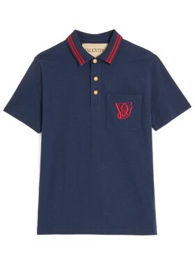 VALENTINO 男士T恤 VMH04AB18D51 AW2025 蓝色 短袖Polo衫